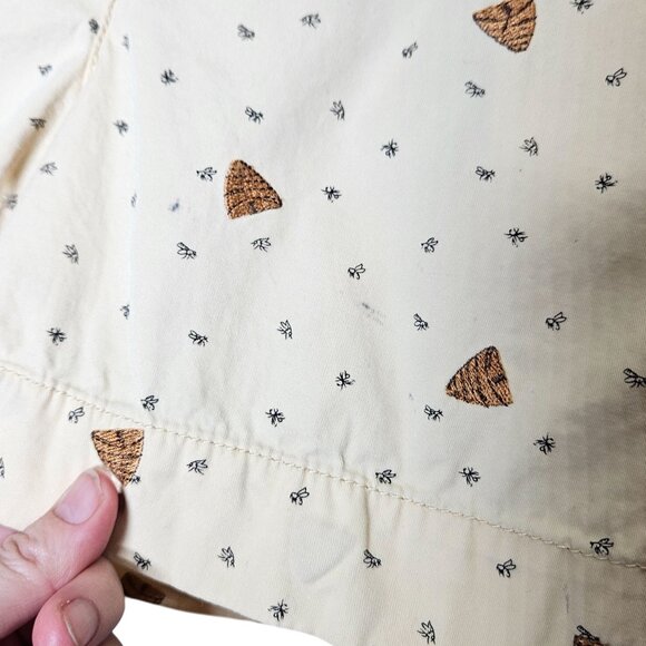 Daughters Of The Liberation Beige Shorts Bees Embroidery Beehives Womens 6 - Picture 8 of 13